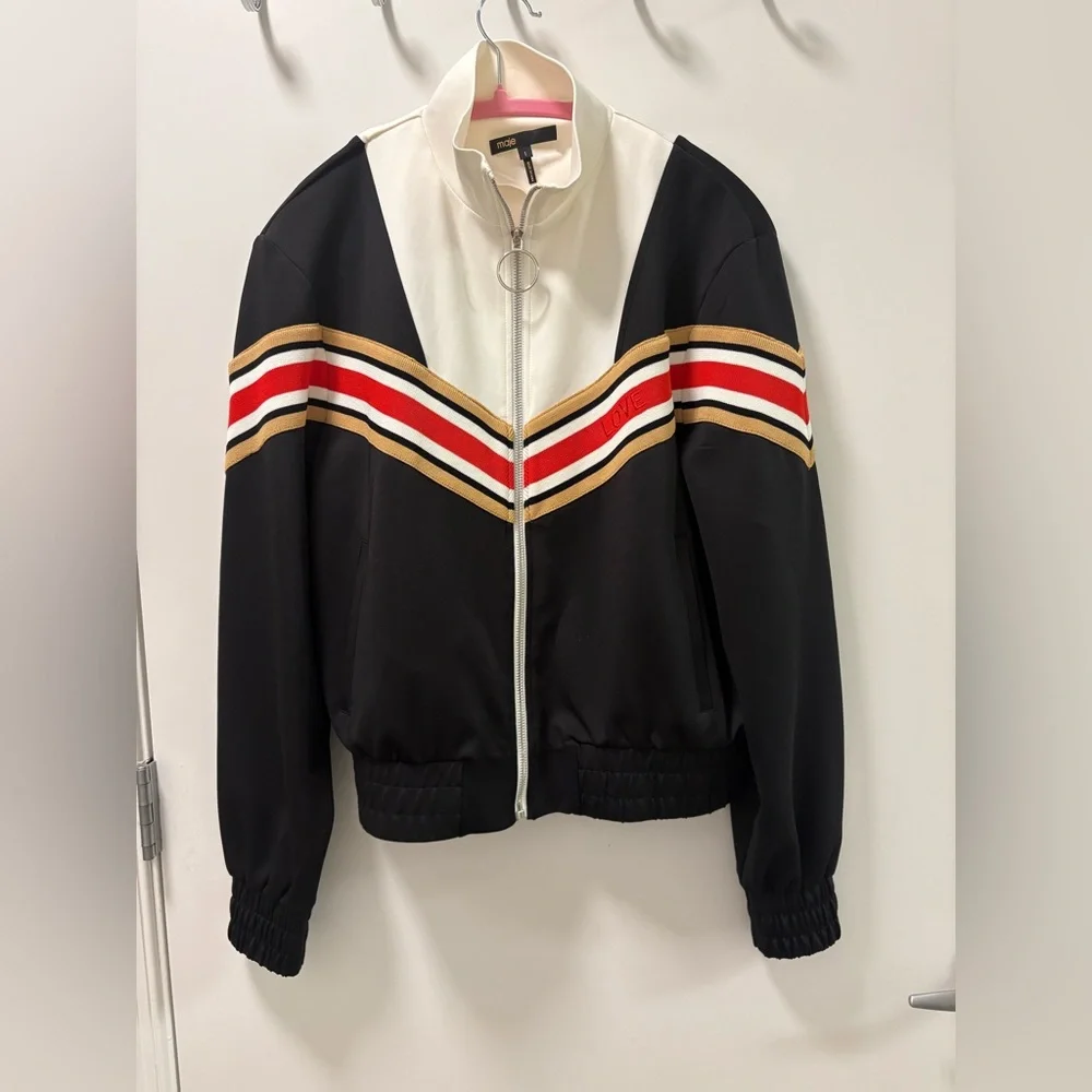Make Thelo Love Striped Bomber Jacket Size 1 - Picture 3 of 13